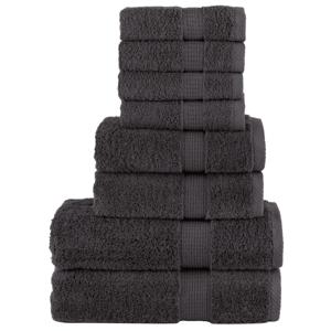 VidaXL 8-delige handdoekenset solund 600 g/m² antracietkleurig