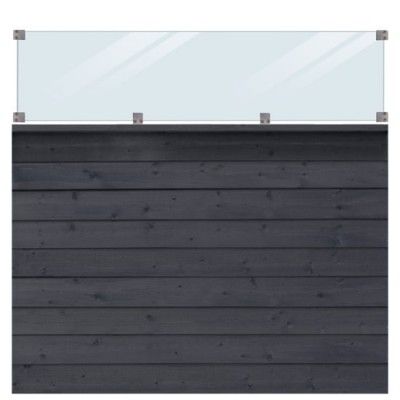 Zwart Houten Stapelrabat Schutting Met Glas Klink 174 x 163 CM