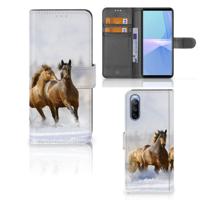 Sony Xperia 10 III | Telefoonhoesje | Met pasjeshouder | Paarden