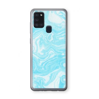 Waterverf blauw: Samsung Galaxy A21s Transparant Hoesje
