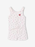 Meisjes pyjamashort top met bretels katoen ecru