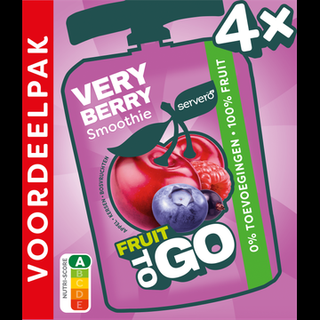 Servero Very Berry Smoothie Fruit to Go Appel, Kersen, Bosvruchten Voordeelpak 4 x 100 g bij Jumbo