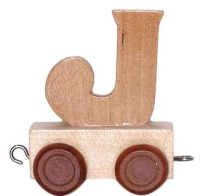Bongers Speelgoed Houten letter j met wieltjes 6 cm hoog