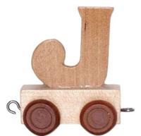 Bongers Speelgoed Houten letter j met wieltjes 6 cm hoog