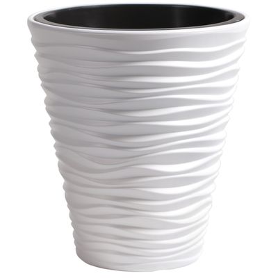 Plantenpot/bloempot Sand Dunes - buiten/binnen - kunststof - wit - D30 x H33 cm Plantenpot/bloempot Sand Dunes - buiten/binnen - kunststof - wit - D30 x H33 cm