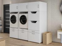 Kast WASHING 2 machines naast elkaar met kast voor wasgoed LARGE