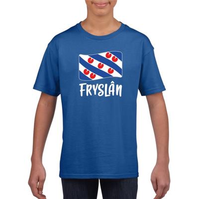 Blauw t-shirt Fryslan - Friesland vlag - voor kinderen - provincie vlag print