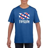 Blauw t-shirt Fryslan - Friesland vlag - voor kinderen - provincie vlag print