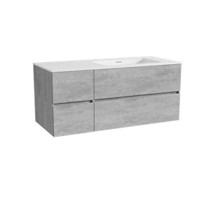 Storke Edge zwevend badmeubel 120 x 52 cm beton donkergrijs met Mata asymmetrisch rechtse wastafel in solid surface mat wit