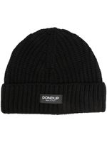 DONDUP bonnet en maille nervurée à patch logo - Noir