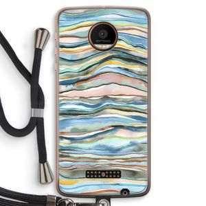 Watercolor Agate: Motorola Moto Z Force Transparant Hoesje met koord