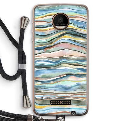 Watercolor Agate: Motorola Moto Z Force Transparant Hoesje met koord