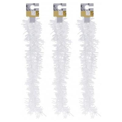 Folieslinger - 3x - met sterretjes - Wit - kerstversiering - 180 cm - Kerstmis decoratie