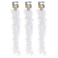 Folieslinger - 3x - met sterretjes - Wit - kerstversiering - 180 cm - Kerstmis decoratie