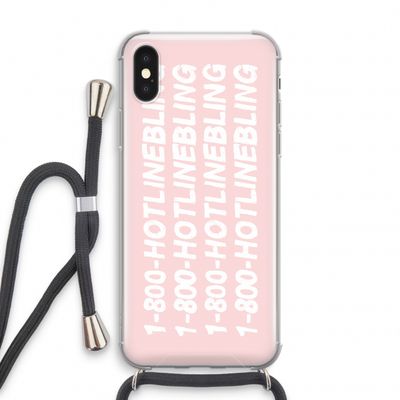 Hotline bling pink: iPhone XS Transparant Hoesje met koord