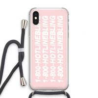 Hotline bling pink: iPhone XS Transparant Hoesje met koord