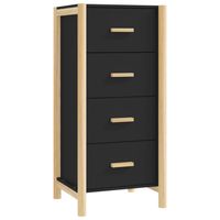 The Living Store Klassieke Hoge Kast - Dressoir 42x38x90 cm Zwart - Duurzaam Materiaal - thumbnail