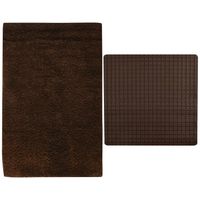 MSV Douche anti-slip mat en droogloop mat - Napoli badkamer set - rubber/polyester - bruin - Badmatjes