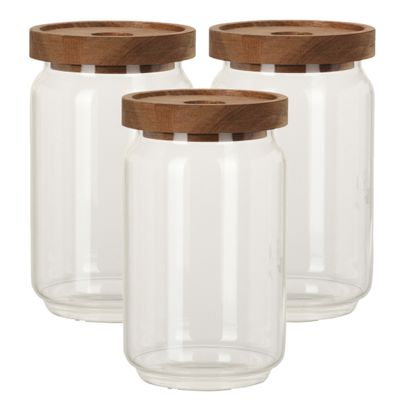 Set van 3x stuks glazen luxe keuken voorraadpot/voorraadbus 700 ml