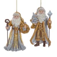 Ornament plastic santa l12cm goud - Kurt s adler