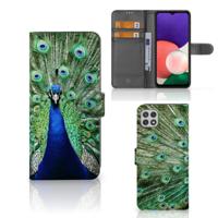 Samsung Galaxy A22 5G | Telefoonhoesje | Met pasjeshouder | Pauw