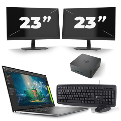 Dell Precision 5570 - Intel Core i7-12e Generatie - 15 inch - 16GB RAM - 256GB SSD - Windows 11 Home + 2x 23 inch Monitor