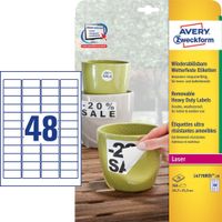 Avery afneembare weerbestendige etiketten Ft 45,7 x 21,2 mm (b x h), wit, doos van 960 etiketten - thumbnail