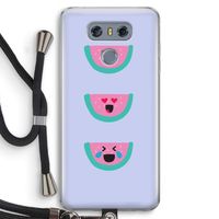 Smiley watermeloen: LG G6 Transparant Hoesje met koord