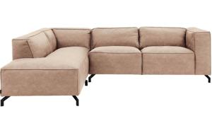 Goossens Bank Calvin bruin, micro leer, 2,5-zits, modern design met ligelement links