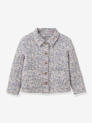 Gewatteerde jas voor meisjes met Flora CYRILLUS-print beige, bedrukt