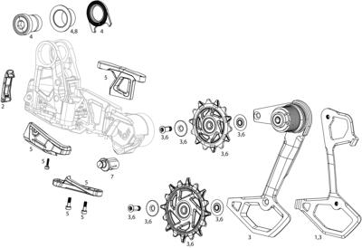 SRAM achterderailleur "gx eagle axs transmission" rear derail. gx eagle axs trans. 12sp