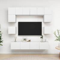 8-delige Tv-meubelset bewerkt hout wit