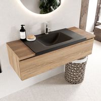 Mondiaz Bukla 120cm badmeubel onderkast Washed Oak met 1 lade wastafel Cloud midden 1 kraangat Urban - thumbnail