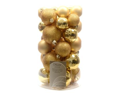 Kerstbal plastic glans-mat-glitter assorted licht goud - Ksd