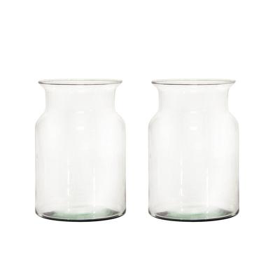Grote ronde vaas/vazen Cartagena - Set van 2x stuks - helder transparant glas - 40 x 19 cm