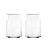Grote ronde vaas/vazen Cartagena - Set van 2x stuks - helder transparant glas - 40 x 19 cm Grote ronde vaas/vazen Cartagena - Set van 2x stuks - helder transparant glas - 40 x 19 cm