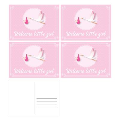 Welcome little girl ansichtkaart - 5x - wenskaart - geboorte - geboren - kraamcadeau - A5 - roze