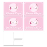 Welcome little girl ansichtkaart - 5x - wenskaart - geboorte - geboren - kraamcadeau - A5 - roze