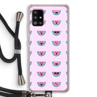 Smiley watermeloenprint: Samsung Galaxy A51 5G Transparant Hoesje met koord