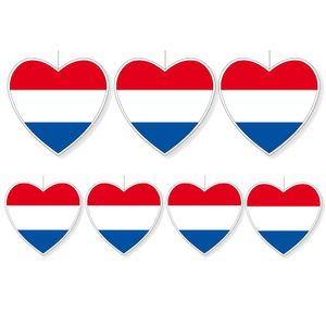 7-delige hou van Nederland versiering set hartjes van 14 cm en 28 cm