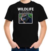 Aap t-shirt met dieren foto wildlife of the world zwart voor kinderen Aap t-shirt met dieren foto wildlife of the world zwart voor kinderen