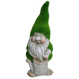 Tuinkabouter beeldje - Dwarf Sammy - Polystone - grasgroene muts - 32 cm