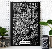 Amsterdam topografische kaart canvas schilderij Amsterdam topografische kaart canvas schilderij