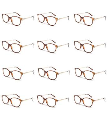 Spectrum 12 stuks leesbril havana/ goud assorti klassiek rond