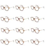 Spectrum 12 stuks leesbril havana/ goud assorti klassiek rond