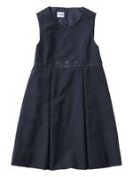 Familiar motif-embroidered wool dress - Bleu - thumbnail