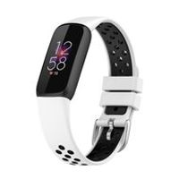 Fitbit Luxe - Siliconen sportbandje - Maat: Large - Wit + zwart - thumbnail