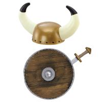 Carnaval verkleed set Viking/ridder - helm/zwaard en schild - middeleeuws - thumbnail