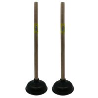 2x stuks toilet/gootsteen ontstoppers ploppers zwart 40 cm