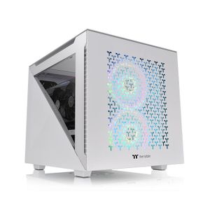 Thermaltake Divider 200 TG Air Snow Micro-tower PC-behuizing Wit 2 voorgeïnstalleerde ventilators, Zijvenster, Stoffilter